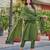 Women's green chanderi kurta set, embroidered yoke, floral printed dupatta, 3/4 sleeve, regular fit