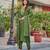 Women's green chanderi kurta set, embroidered yoke, floral printed dupatta, 3/4 sleeve, regular fit
