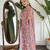 Women's chanderi kurta set with embroidered yoke, 3/4 sleeve, round-neck, floral printed dupatta