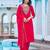Women's pink chanderi kurta set, embroidered yoke, floral printed dupatta, 3/4 sleeve, regular fit