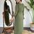 Women's chanderi kurta set with embroidered yoke, 3/4 sleeve, round-neck, floral printed dupatta