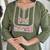 Women's chanderi kurta set with embroidered yoke, 3/4 sleeve, round-neck, floral printed dupatta