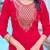 Women's pink chanderi kurta set, embroidered yoke, floral printed dupatta, 3/4 sleeve, regular fit