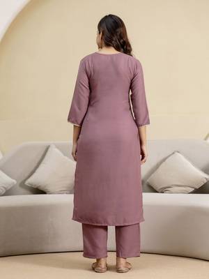 Trendmalls Peach cotton embroidery kurta pant with dupatta set 3