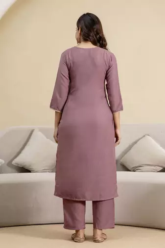 Trendmalls Peach cotton embroidery kurta pant with dupatta set
