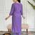Women's chanderi kurta set with floral dupatta, purple embroidered v-neck, 3/4 sleeve, regular fit