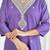 Women's chanderi kurta set with floral dupatta, purple embroidered v-neck, 3/4 sleeve, regular fit