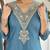 Women's blue vilscose reyon embroidered kurta set with dupatta, 3/4 sleeve, v neck, regular fit