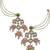 Gold-plated kundan pearl & pink bead triple layer earrings with floral detailing for women & girls