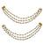 Gold-plated kundan pearl & pink bead triple layer earrings with floral detailing for women & girls