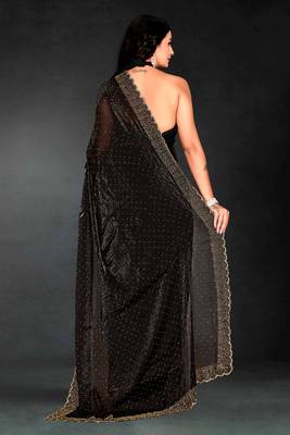black handwork zarkan embroidery silk blend saree 2