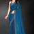 teal blue handwork zarkan embroidery silk blend saree