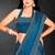 teal blue handwork zarkan embroidery silk blend saree
