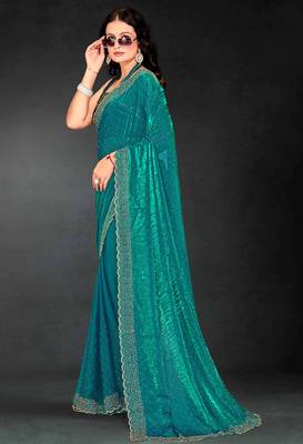 firozi handwork zarkan embroidery silk blend saree 3
