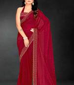 cherry handwork zarkan embroidery silk blend saree