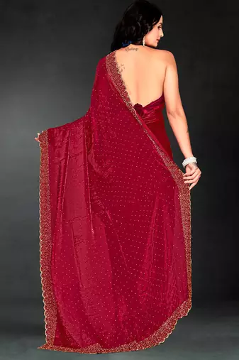 cherry handwork zarkan embroidery silk blend saree
