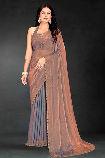 grey handwork zarkan embroidery silk blend saree