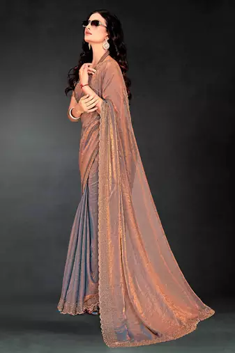 grey handwork zarkan embroidery silk blend saree