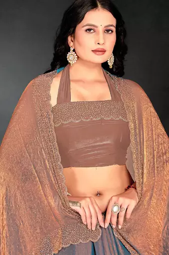 grey handwork zarkan embroidery silk blend saree