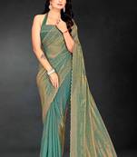 ice blue handwork zarkan embroidery silk blend saree