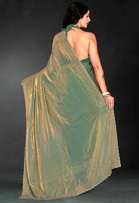 ice blue handwork zarkan embroidery silk blend saree 2