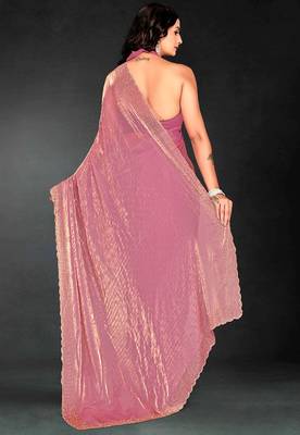 pink handwork zarkan embroidery silk blend saree 2