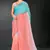 skyblue peach two tone stone work silk blend saree