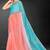 skyblue peach two tone stone work silk blend saree