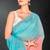 skyblue peach two tone stone work silk blend saree