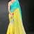 skyblue yellow two tone stone work silk blend saree
