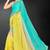 skyblue yellow two tone stone work silk blend saree