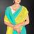 skyblue yellow two tone stone work silk blend saree