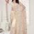 white resham zarkan stone embroidery work net saree