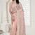 peach resham zarkan stone embroidery work net saree