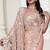 peach resham zarkan stone embroidery work net saree