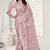 pink resham zarkan stone embroidery work net saree