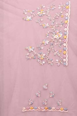 pink resham zarkan stone embroidery work net saree 5