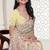 yellow resham zarkan stone embroidery work net saree