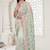 sea green resham zarkan stone embroidery work net saree