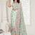 sea green resham zarkan stone embroidery work net saree