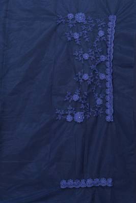 navy blue resham zarkan stone embroidery work net saree 3