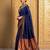 Navy blue zari woven silk paithani saree with unstitched blouse – designer & traditional wear
