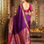Purple zari woven silk paithani saree with unstitched blouse – designer & traditional wear