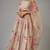 beige digital print shiney silk lehenga with unstitched blouse and organza dupatta