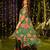  digital print georgette green multicolor lehenga choli with floral print jacket dupatta