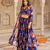  digital print georgette blue multicolor lehenga choli with floral print jacket dupatta
