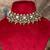 Gold plated  green beads kundan necklace in sterling silver