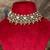 Gold plated  green beads kundan necklace in sterling silver