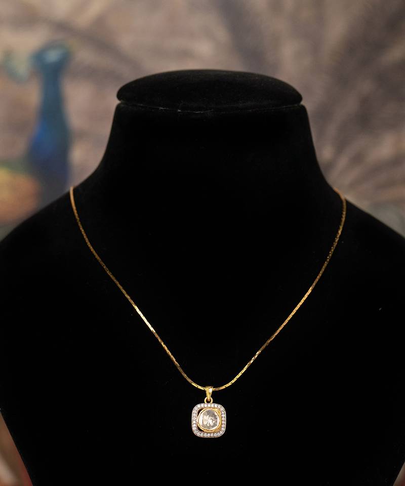 Gold plated   kundan necklace in sterling silver