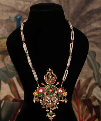Gold plated  multicolor kundan necklace in sterling silver 1